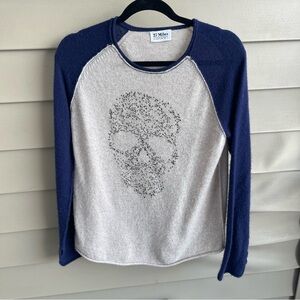 27 Miles Womens Cashmere Skull Long Sleeve Pullover Sweater Beige Size M Grunge‎